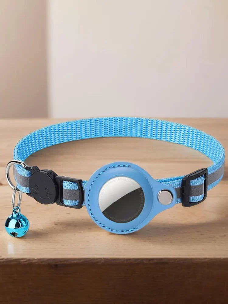 Reflective Cat Collar with Apple AirTag Holder Adjustable and Stylish Design for Kitten Safety - silverfoxgoods